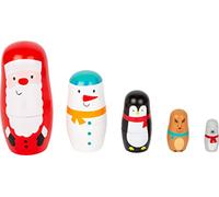 Small Foot 11771 Poupées Russes Noël, avec Le Père Noël, Le Bonhomme de Neige, Le Pingouin, Le Renne et l'ours, à partir de Trois Ans