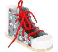 Small Foot Design Chaussure à enfiler en bois - Apprendre à lacer - Bleu TU - dès 3 ans
