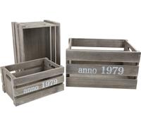 Small Foot 1398 Caisse en Bois Shabby Chic Lot de 3 aux Couleurs Tendances, décoration créative