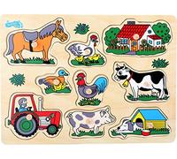 Small Foot Design Puzzle en bois 1767 « La ferme » – motifs de la ferme, couleurs vives – dès 3 ans