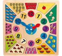 small foot 1828 Horloge éducative «Couleurs» en bois, avec des éléments colorés à compter pour un apprentissage rapide, à partir de 3 ans