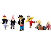 small foot 1955 Petites poupées souples"Pirates", set de 6 poupées en bois, petites pirates avec des membres mobiles, à partir de 3 ans, Noir/Rouge