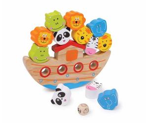 Small Foot 2490 " Balancier «Arche» ", jeu d'équilibre en bois avec design de l'Arche de Noé, jeu de motricité avec dés, à partir de 3 ans
