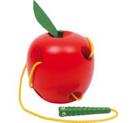 Small Foot 2646 Pomme à enfiler en bois, avec cordon de vers, multicolore (1 pièce)
