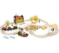 Small Foot 3123 Set de chemin de fer L'île des pirates, multicolore, 62 pièces (1 set)