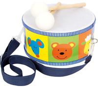 small foot Tambour en bois, avec sangles réglables, instrument de musique pour enfants à partir de 3 ans, 3315, Brun