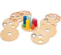 small foot 3386 Jeu de réflexion "Logisteck" en bois, 8 disques et baguettes colorées sur socle, à partir de 1,5 ans