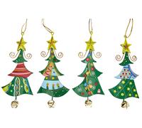 Small Foot 5147 Metal Pendant Christmas Tree Christmas Decoration, Set of 4, Met