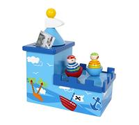 Small Foot 5819 Boite à musique et tirelire Pirates en bois, les pirates dansent sur une mélodie et encourage à l'épargne