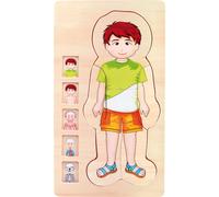 Small Foot Design – Puzzle en bois 5842 Anatomie garçon – 29 pièces, à étages, multicolore
