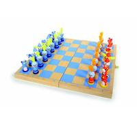 Small foot 6084 Jeu d'échecs "Chevaliers" en bois, jeu de voyage avec 32 pièces chevaleresques en bois, à partir de 6 ans, Rouge, Bleu, Brun