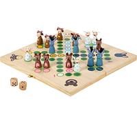 Small Foot 6257 Ludo «Animaux de la Ferme» en bois, jeu de société Ludo avec des animaux comme figurines, à partir de 3 ans