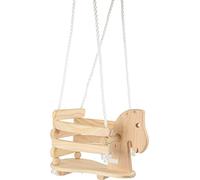 small foot 7190 Balançoire bébé "cheval" en bois, stable et sûr grâce à une bordure surélevée, à partir de 1,5 ans