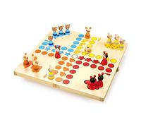 small foot 7358 Ludo "Animaux" en bois, jeu de société pour petits et grands, avec figures animales, à partir de 4 ans