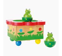 small foot 7541 Boîte à musique "Étang de grenouilles" en bois, avec des grenouilles colorées qui dansent au son de la mélodie, dès 3 ans