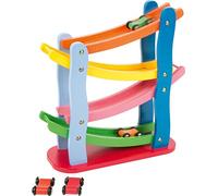 Small foot 7558 Piste multicolore en bois, quatre étages, avec quatre voitures en bois, à partir de 3 ans d'âge, Bariolé
