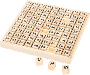 Small Foot 7583 Table de multiplication en bois, apprenez l'arithmétique de façon ludique, à partir de 7 ans