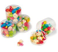 Small Foot 7696 Jeu d'enfilage, avec ficelle et accessoires, coloré, 4 pièces (1 set)