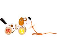 Small Foot Design – Chien à tirer en bois, queue et oreilles mobiles, roues caoutchouc
