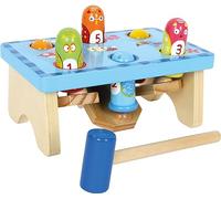 Small Foot Banc à marteler "Tape sur l'oiseau" en bois, design coloré avec chiffres, marteau incl.,12M plus, 5807