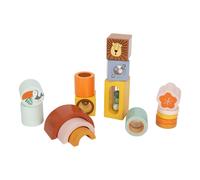 small foot Blocs de construction de découverte "Safari" Jeu de motricité et d'éveil des sens pour enfants, 12 pièces, en bois, 12 mois et +, 12230