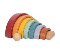 Small Foot Blocs de Construction en Bois Arc-en-Ciel Safari en Bois, Jouets de motricité avec 8 Formes, pour Enfants à partir de 12 Mois, 12318