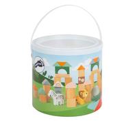 Small Foot Blocs de Construction en Bois Safari 50 pièces avec Motifs d'animaux et boîte, 12 Mois et Plus, 11699