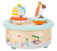 small foot Boîte à musique "perroquet et éléphant", en bois, design moderne pastel, avec mélodie pour s'endormir en douceur, 11108