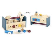 Small Foot Design Boîte à outils et établi « Workshop » — Outils en bois, dès 3 ans, coloré (12557)