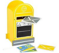 small foot Boîte aux lettres en bois, cartes postales et craie incl, jeu de rôle pr enfants à partir de 3 ans, 11188