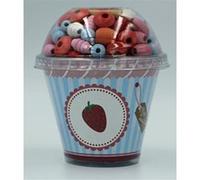 Small Foot - Boite de perles en bois - Cupcake - couleurs variees nuance fraises G
