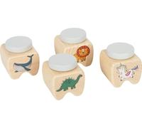 small foot Boîtes à dents en bois avec bord en silicone, 4 boîtes pour enfants, 12727