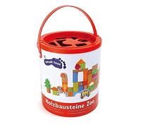 Small Foot Briques en Bois Zoo en Bois, certifiées FSC® à 100%, Set de 50 pièces avec des Blocs imprimés en Couleur