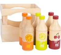 small foot Caisse à bouteilles "fresh" en bois, 6 bouteilles de 3 sortes, accessoires pour la boutique, dès 3 ans, 11739, Vert