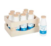 small foot Caisse de lait "fresh" en bois, accessoire pour la boutique et la cuisine des enfants, 10 bouteilles dans une caisse, à partir de 3 ans, 12354