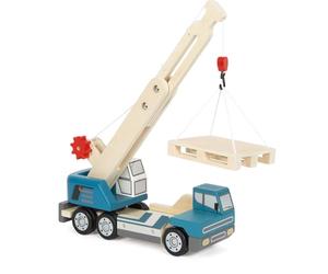 Small Foot Camión Palet, Madera Juguetes niños Con grúa giratoria 360° y Accesorios a Partir de 2 años 12639