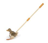 Small Foot Canard à Pousser avec tête Mobile en Bois, Apprendre à Marcher, dès 18 Mois, 12493, Coloré, Marron