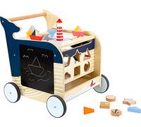 Small Foot Design – Chariot de marche Baleine 11608 en bois multifonctionnel bleu