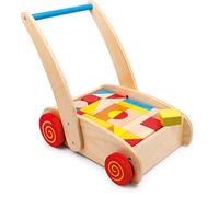 Small Foot Design – Chariot de marche en bois, jouet de motricité, formes et couleurs, dès 12 mois