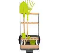 small foot Chariot pour Le Jardin, kit en Bois en métal, avec bêche, râteau, Pot à Plantes et Pelle, de 3 Ans, 11663
