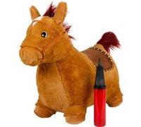 small foot 11709 Cheval rebondissant en Peluche de Caoutchouc Robuste et Peluche Souple, Animal d'obstacle avec Selle et crinière, à partir de 24 Mois, Marron