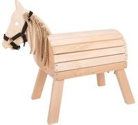 Small Foot Design – Cheval en bois compact 12313 – Cheval de selle avec licol, dès 3 ans – Beige