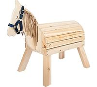 Small Foot Cheval en Bois Compact, Cheval de Selle avec Licol, à partir de 3 Ans, pour l'intérieur et l'extérieur, 12313, Beige