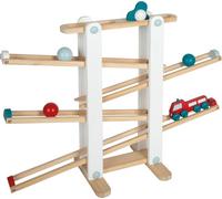 Small Foot Design - Jeu en bois - Circuit à boules - 3 boules - rotatif - Camion pompiers beige