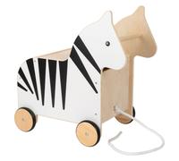 Small Foot - Coffre à jouets en bois et figurine à tirer Zebra Wildlife