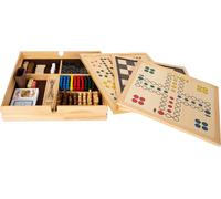 small Foot Assortiment de Jeux, avec 20 Jeux de société Classiques dans Une boîte en Bois, à partir de 6 Ans, 11753, Naturel