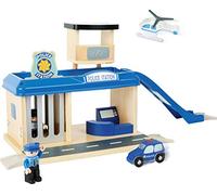 Small Foot Commissariat de police et accessoires en bois certifié 100% FSC®, matériel inclus, compatible avec tous les rails