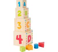 Small Foot Cube à empiler en Bois, avec des Motifs d'animaux colorés et Un Jeu d'encastrement intégré, pour Les Enfants à partir de 12 Mois, 10627