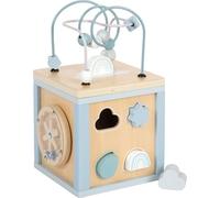 Small Foot Cube de motricité Bleu, Bois certifié FSC® 100%, Cinq Surfaces de Jeu, dès 12 Mois, 12804