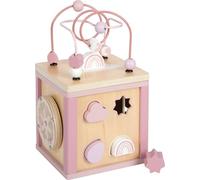 Small Foot Cube de motricité Rose, Bois certifié FSC® 100%, Cinq Surfaces de Jeu, dès 12 Mois, 12803